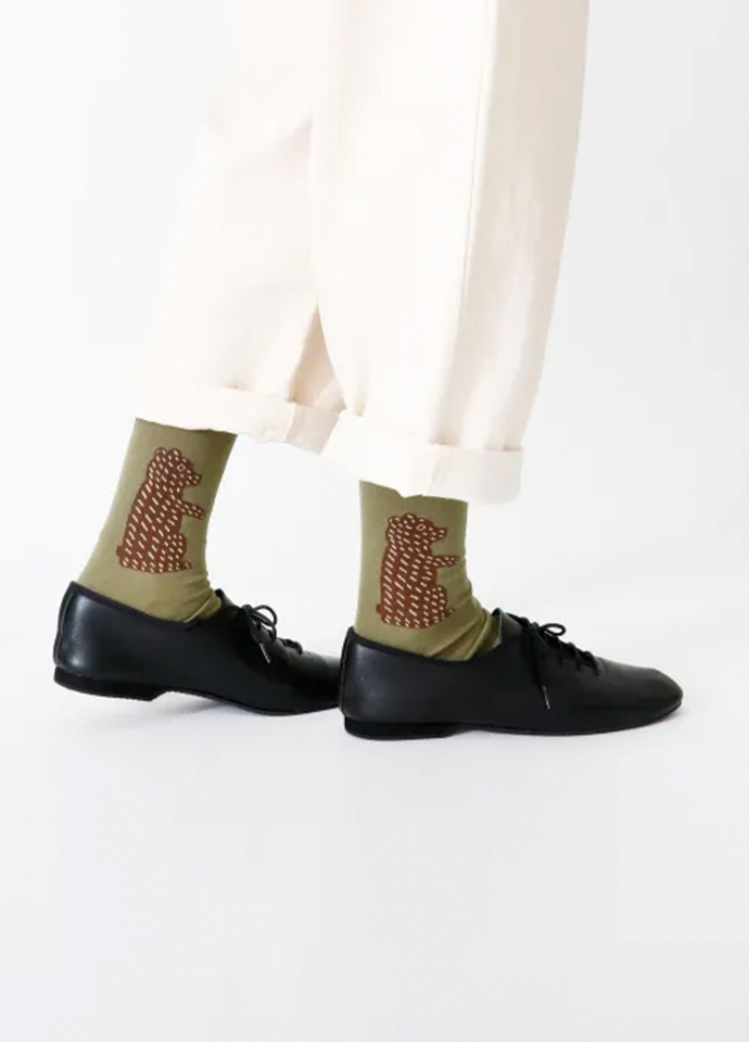 Forest Bear & Pine Tree Mid-Calf Socks